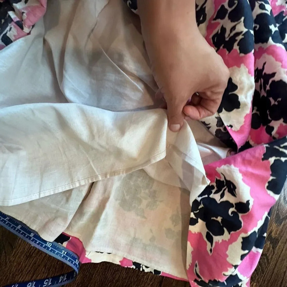 Boden Vintage Bow A Line Dress Pink and Blue Floral Print Size 10R 1186 - Picture 10 of 11